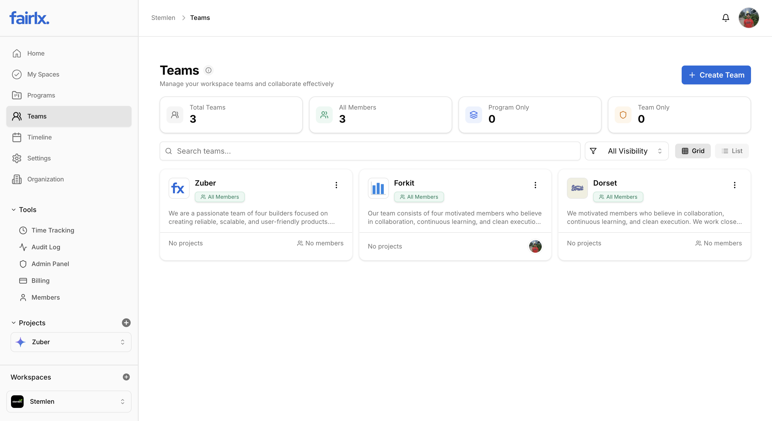 Team Collaboration Interface