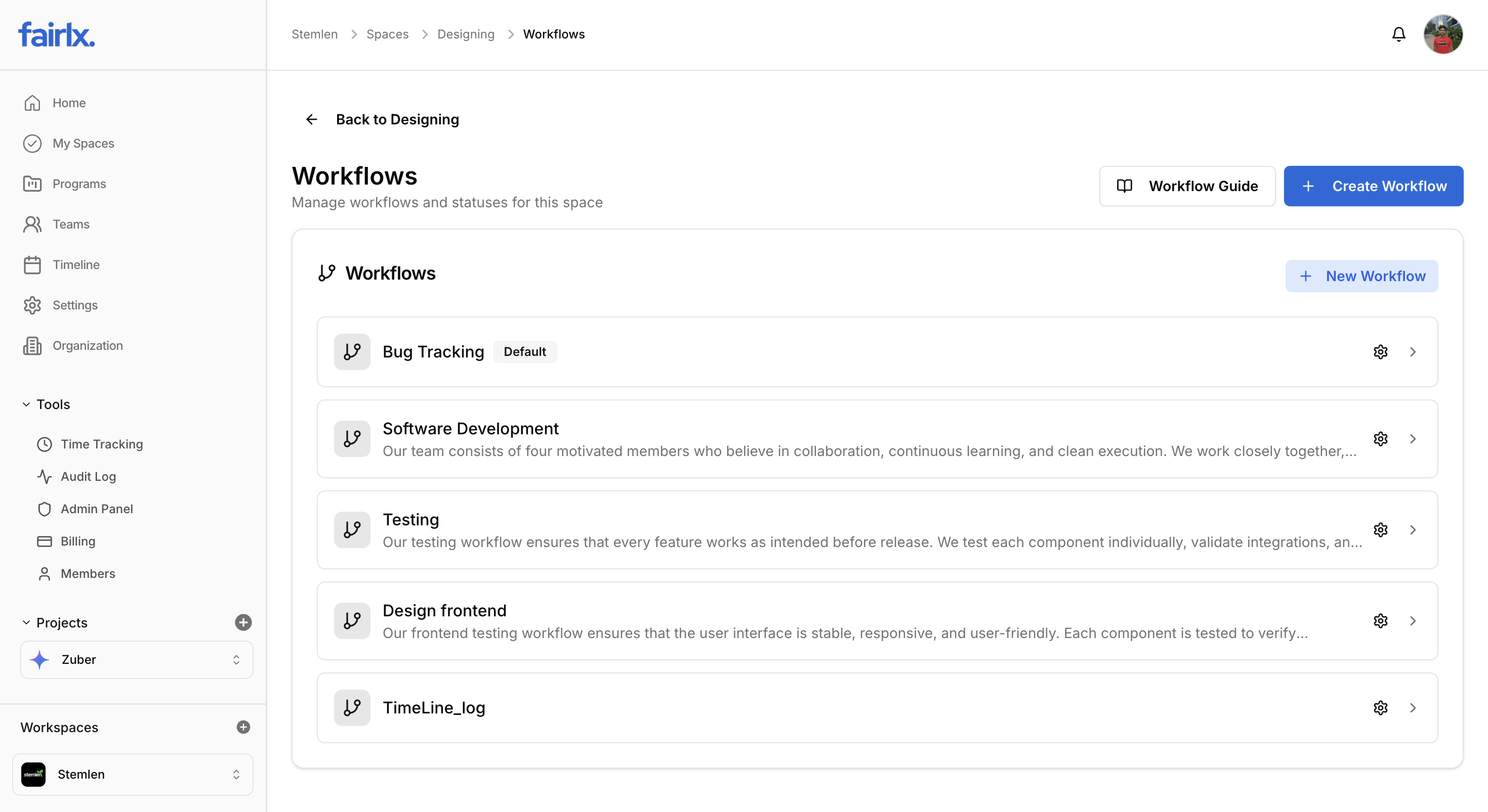 Custom Workflows Interface
